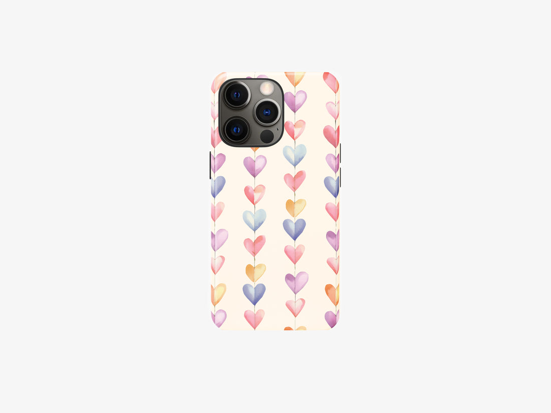 Heart Rainbow Cascade | Rows of Colorful Hearts | Magsafe | Slim dual-layer protection