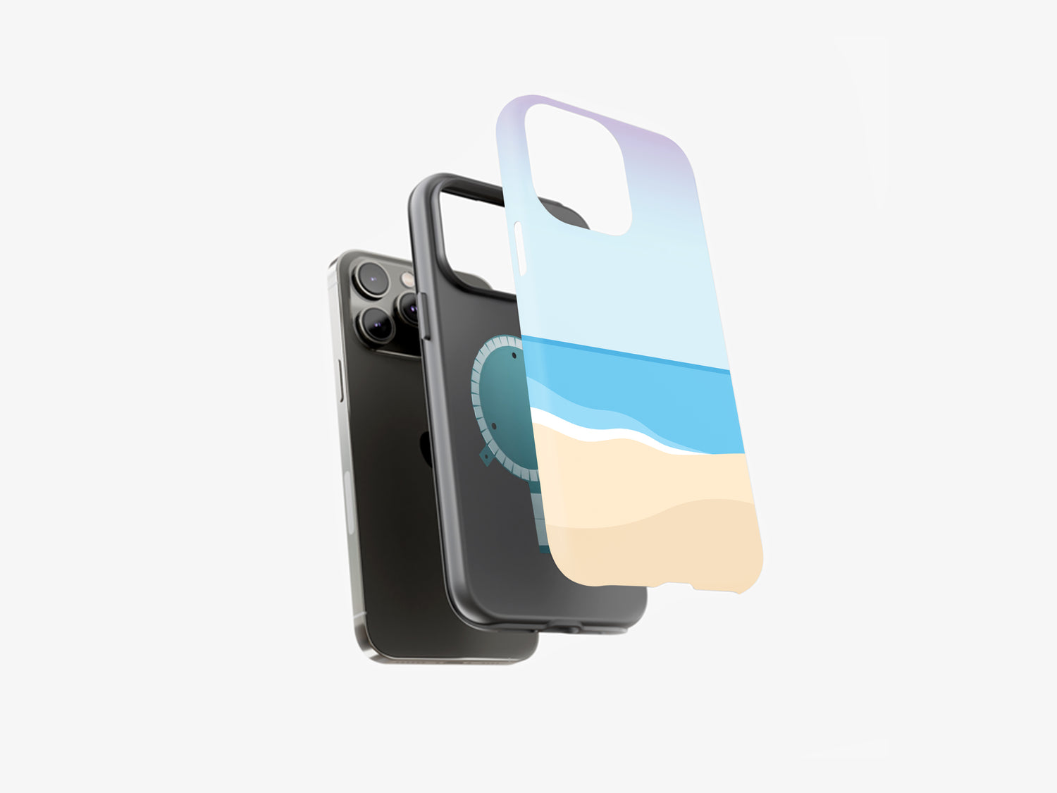 Beach, Ocean, and Blue Sky | Illustration of a Serene Coastal Scene | Magsafe | Slim dual-layer protection