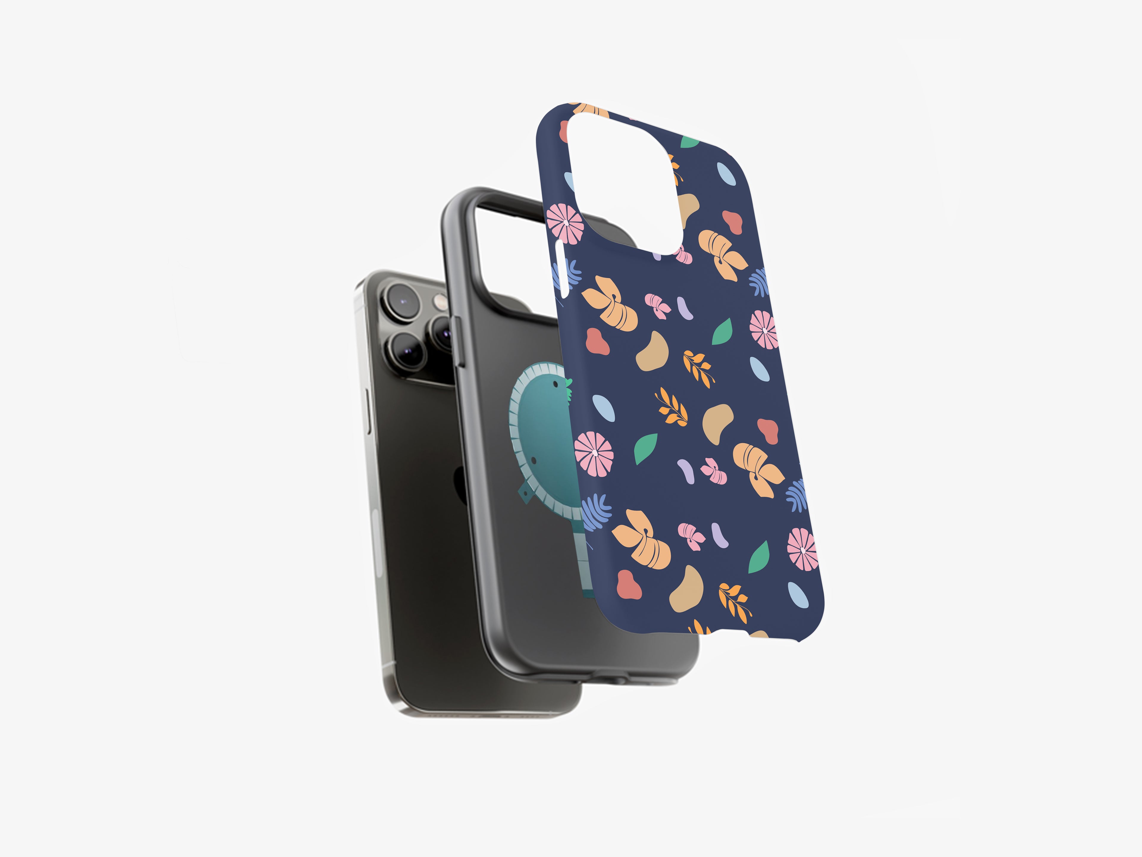 Colorful Flowers on a Black Background | Contrasting Elegance | Magsafe | Slim dual-layer protection