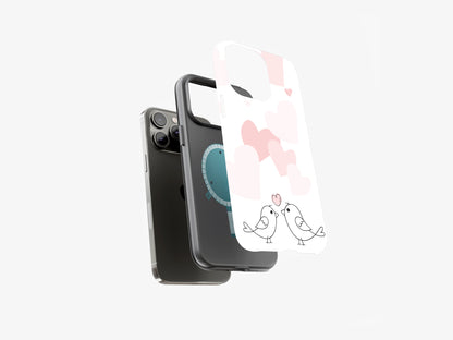 Lovebirds Serenade | Hearts and Birds Design Case | Magsafe | Slim dual-layer protection