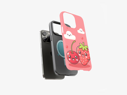 Fruity Cloud Delight | Cute Cherry, Strawberry, and Cloud | Magsafe | Slim dual-layer protection