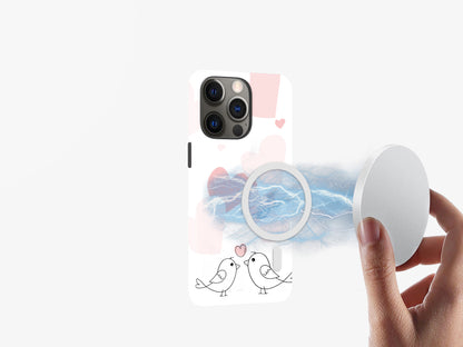 Lovebirds Serenade | Hearts and Birds Design Case | Magsafe | Slim dual-layer protection