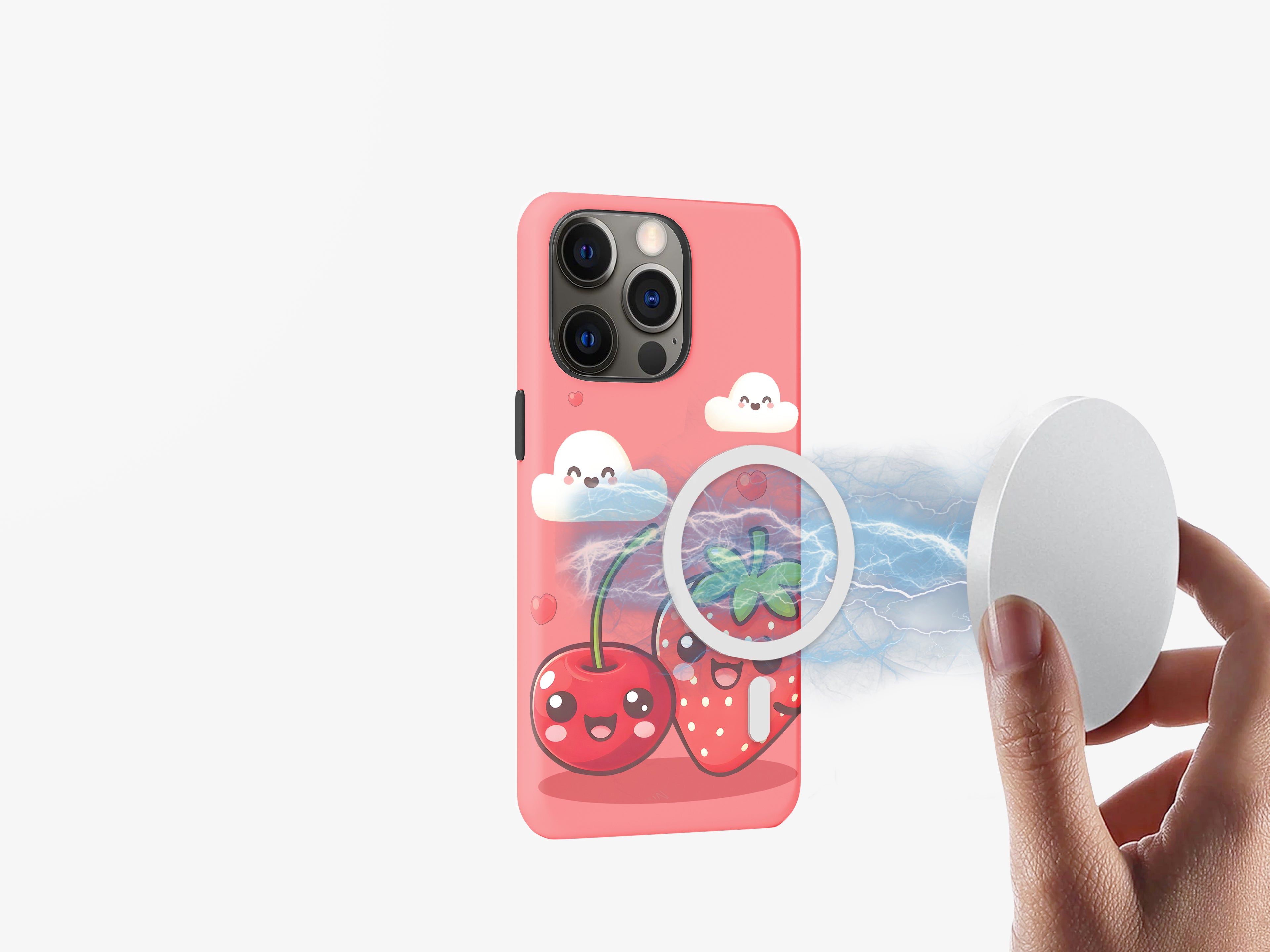 Fruity Cloud Delight | Cute Cherry, Strawberry, and Cloud | Magsafe | Slim dual-layer protection