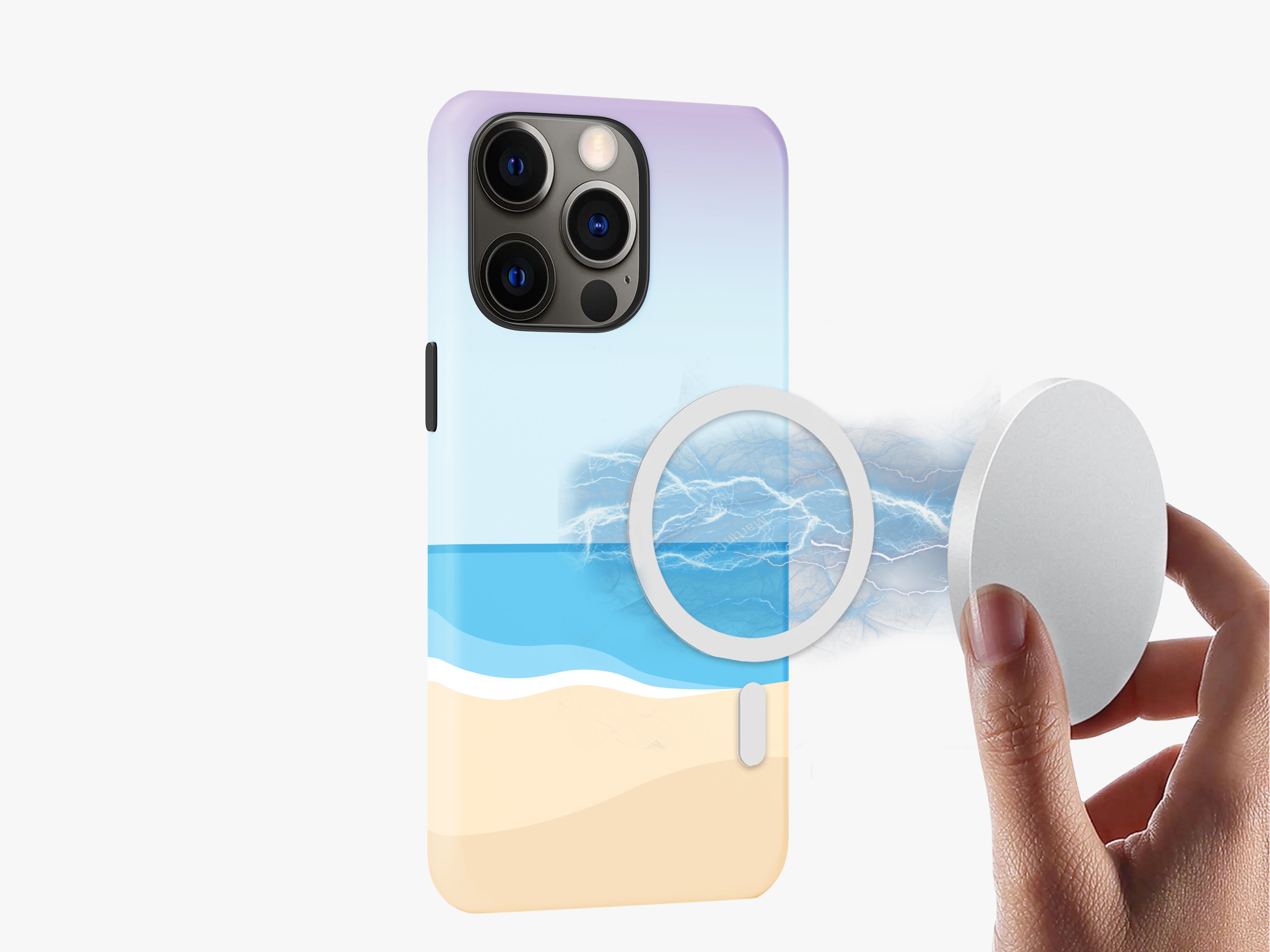 Beach, Ocean, and Blue Sky | Illustration of a Serene Coastal Scene | Magsafe | Slim dual-layer protection