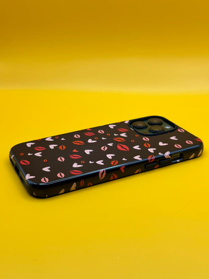 Crimson Night Hearts | Red-Toned Hearts on Black Background | Magsafe | Slim dual-layer protection