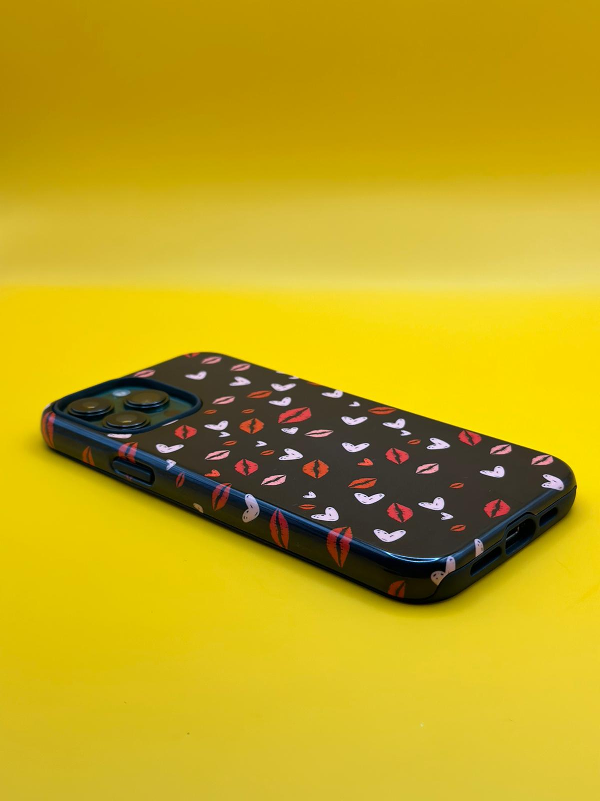 Crimson Night Hearts | Red-Toned Hearts on Black Background | Magsafe | Slim dual-layer protection